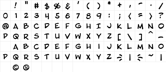Blambot Pro Regular Character Map