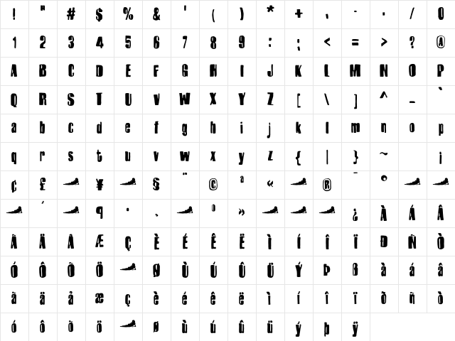Harlem-SlangBold Regular Character Map
