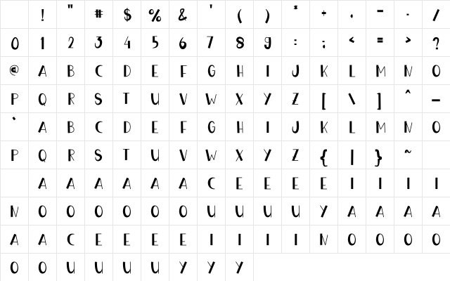 Harmony Craft Regular Character Map Harmony Craft Regular Character Map