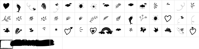 Heart Warming Extra Regular Character Map