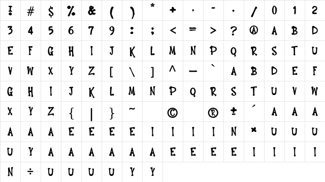 Hello Bones Regular Character Map