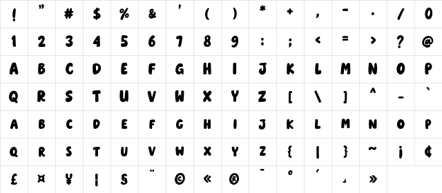 Hello Jerry Regular Character Map Hello Jerry Regular Character Map