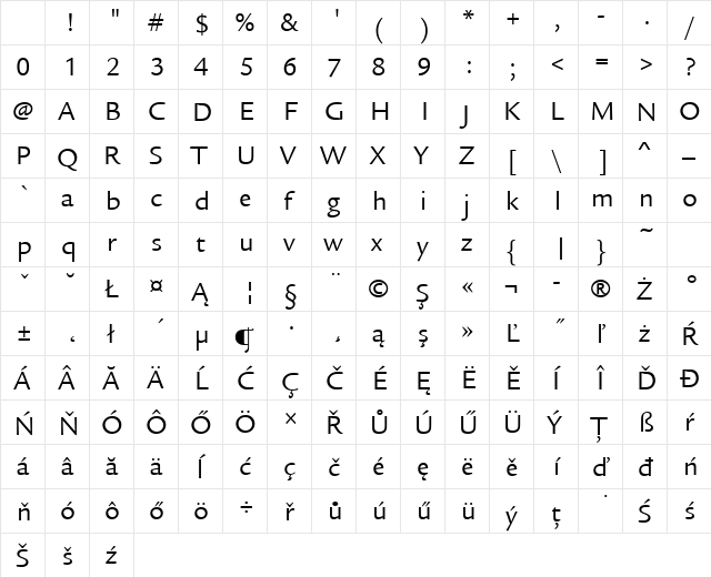 LegacySanItcTEE Regular Character Map LegacySanItcTEE Regular Character Map