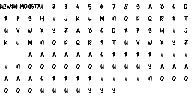 HELOWEN MONSTA Regular Character Map HELOWEN MONSTA Regular Character Map