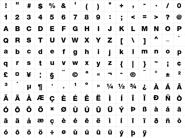 Helvetica Neue 85 Heavy Character Map Helvetica Neue 85 Heavy Character Map