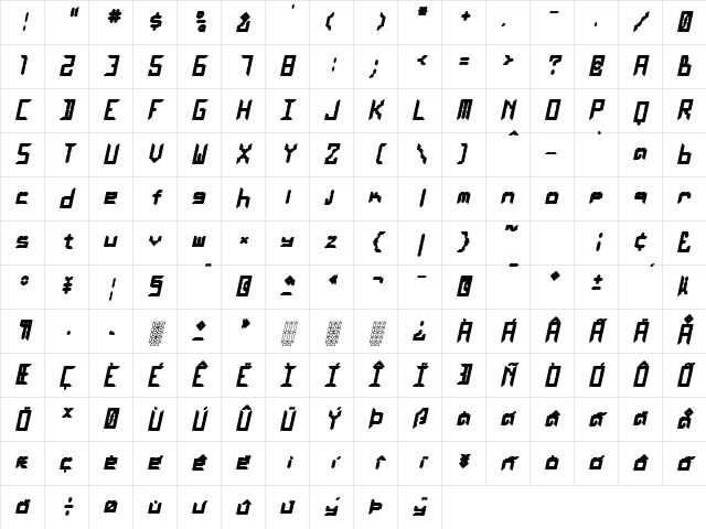 LEaD Lights BoldItalic Regular Character Map LEaD Lights BoldItalic Regular Character Map
