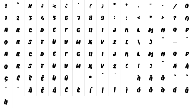 ActionPacked Regular Character Map ActionPacked Regular Character Map