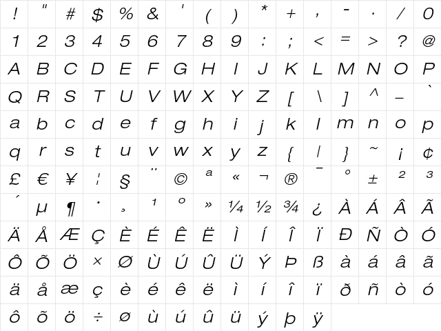 Helvetica Neue LT Regular Character Map Helvetica Neue LT Regular Character Map
