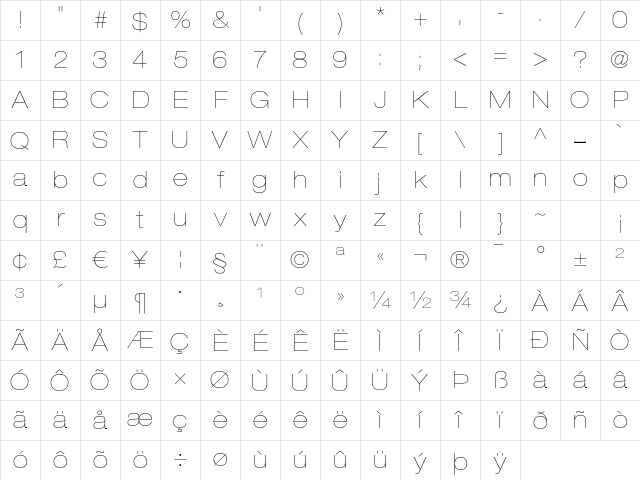 Helvetica Neue LT Regular Character Map Helvetica Neue LT Regular Character Map