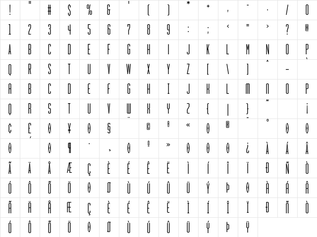 HeraldGothic Medium Character Map