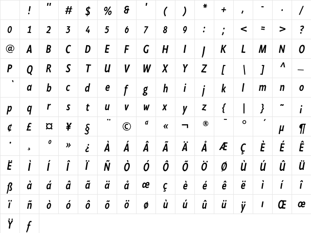 HerbertEF RegularItalic Character Map HerbertEF RegularItalic Character Map