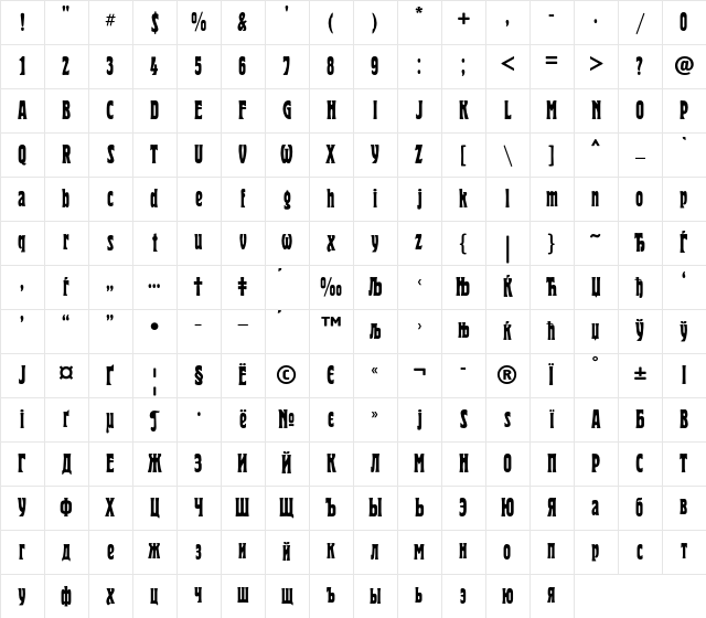 HeroldCondC Regular Character Map