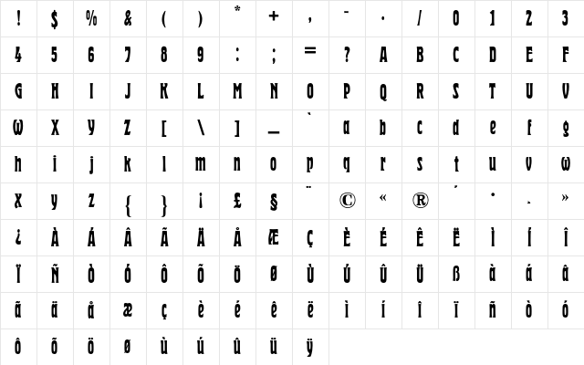 Herold Reklameschrift BQ Regular Character Map