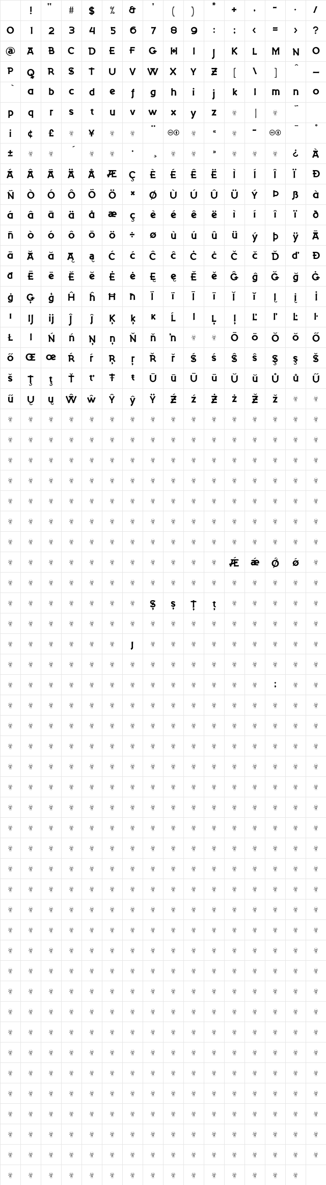 Hexenk Regular Character Map Hexenk Regular Character Map