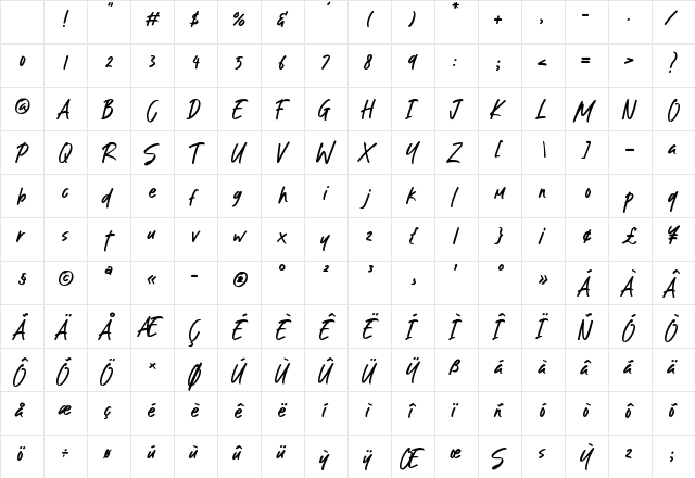 Hey Jelitta Demo Regular Character Map