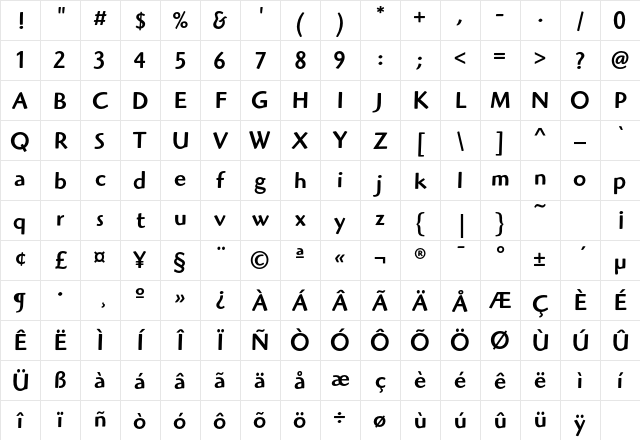 HighlanderEF Medium Character Map HighlanderEF Medium Character Map