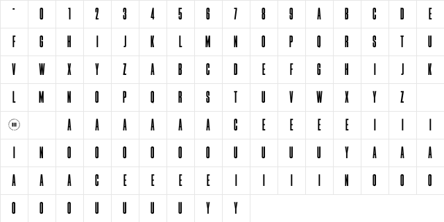 HighriseDemo Condensed Character Map