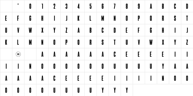 HighriseDemo Regular Character Map