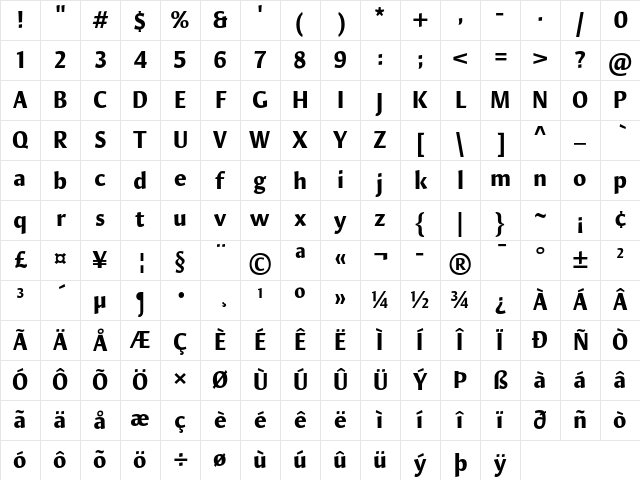 Hildegard LT Std Bold Character Map