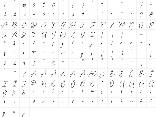 Hildera Regular Character Map