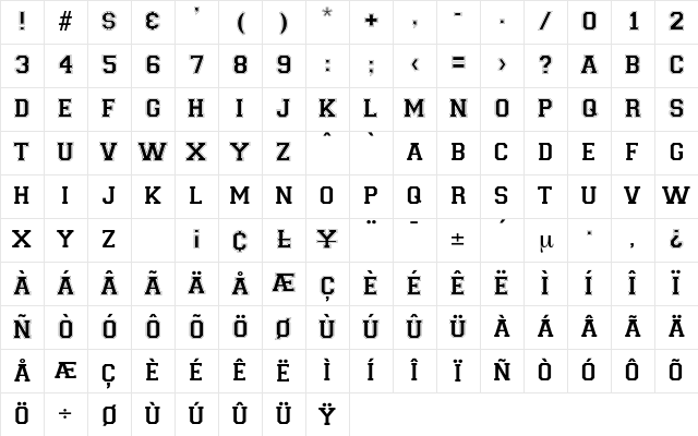 Hillman Regular Character Map
