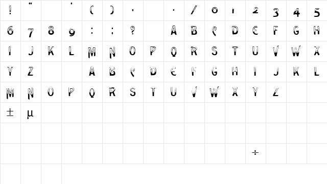 LeakinDisplayCapsSSK Regular Character Map