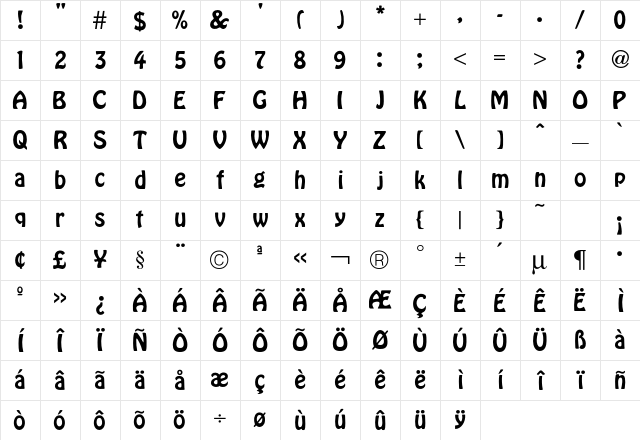 Hobo Font Character Map Hobo Font Character Map