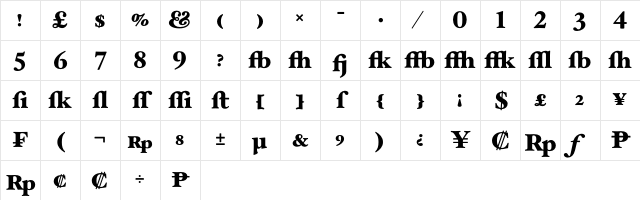 HoeflerText Black-Alt Character Map