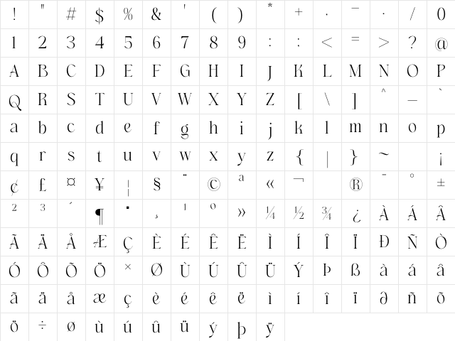 Hogbine Regular Character Map Hogbine Regular Character Map