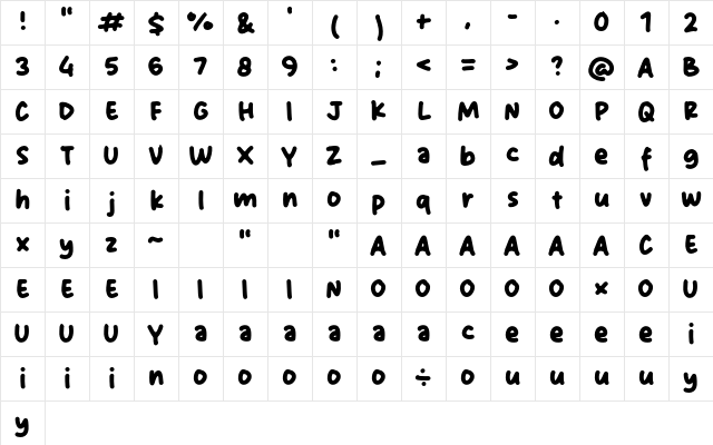 Holiday Mama Regular Character Map