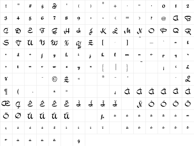 Holly Regular Character Map Holly Regular Character Map