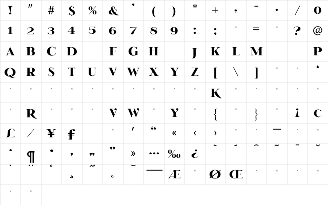 HondurasSolid Regular Character Map