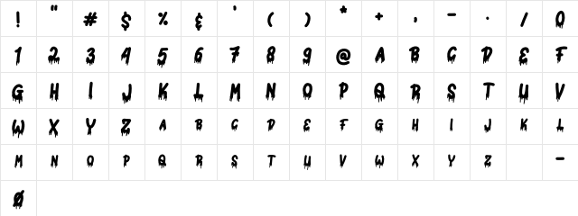 HORROR SPRAY DEMO Regular Character Map HORROR SPRAY DEMO Regular Character Map