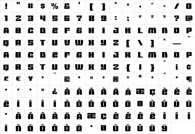 HOUSE3009 Spaceage-Black-Gamma Character Map