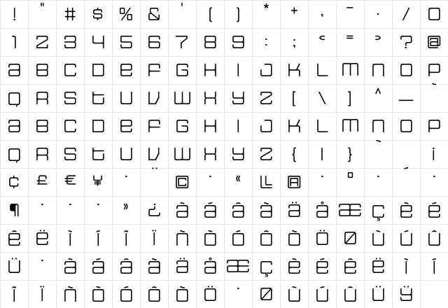HOUSE3009 Spaceage-Light-Beta Character Map