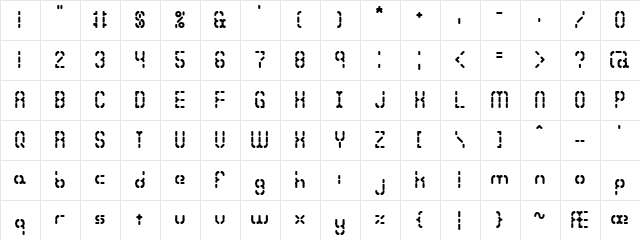 Bleak Segments BRK Regular Character Map