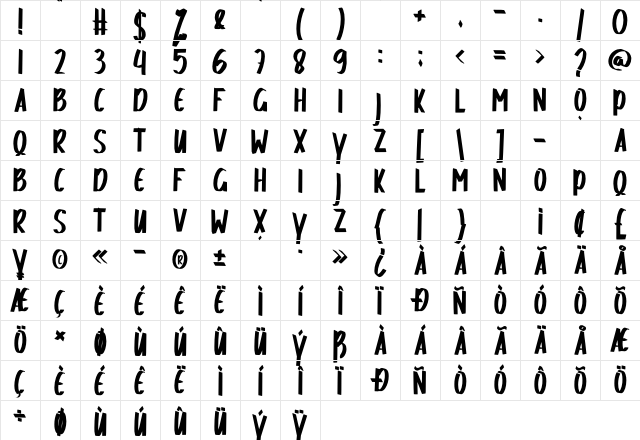 Hulios Regular Character Map