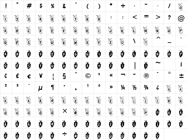 Hurrah Dreidle BTN Regular Character Map Hurrah Dreidle BTN Regular Character Map