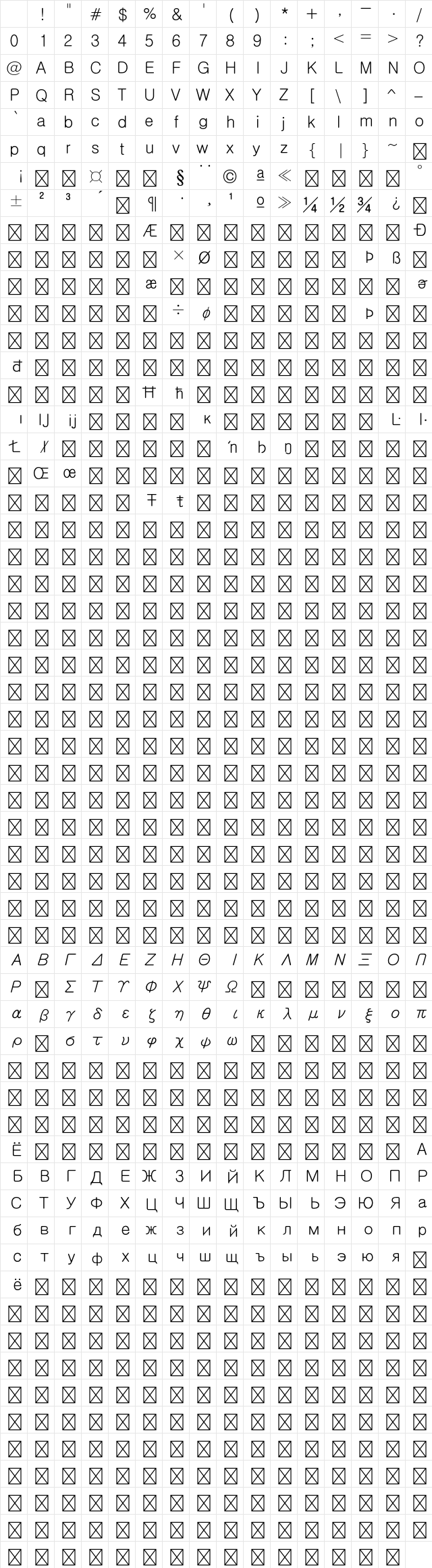 HY Rounded Gothic Std M Character Map HY Rounded Gothic Std M Character Map