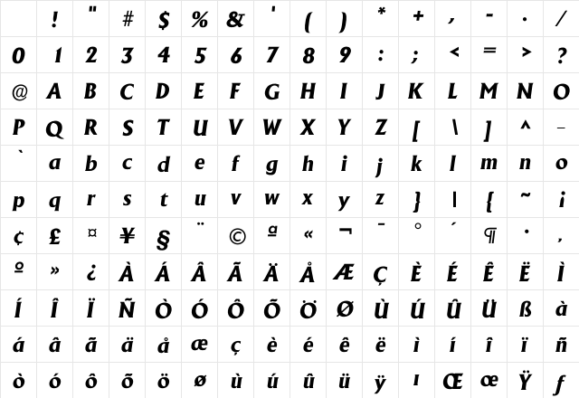 Iadelon Bold Character Map Iadelon Bold Character Map