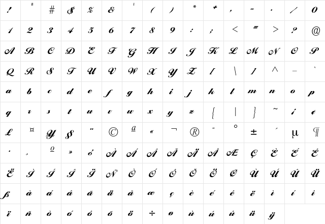 Iballantines-Heavy Regular Character Map