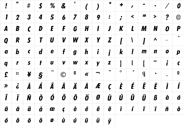 Iclimerick DemiBold Character Map