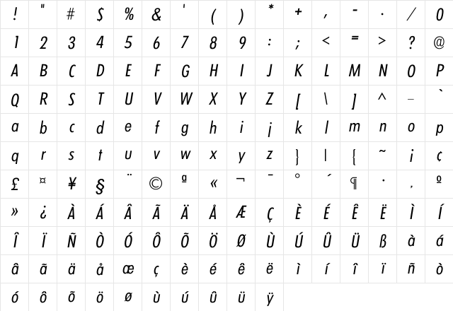 Iclimerick Regular Character Map