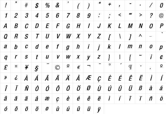 Icolnova DemiBold Character Map