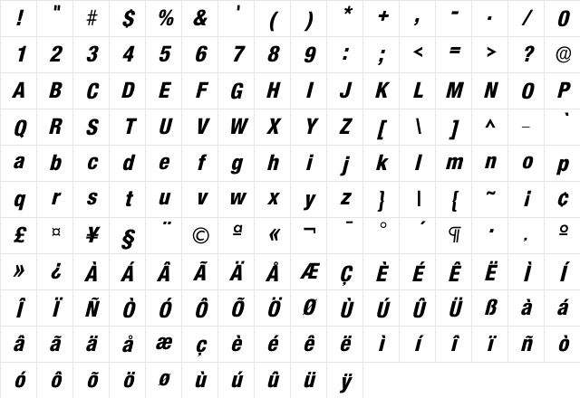 Icolnova ExtraBold Character Map