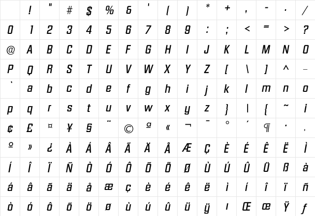 Idiamante Medium Character Map Idiamante Medium Character Map