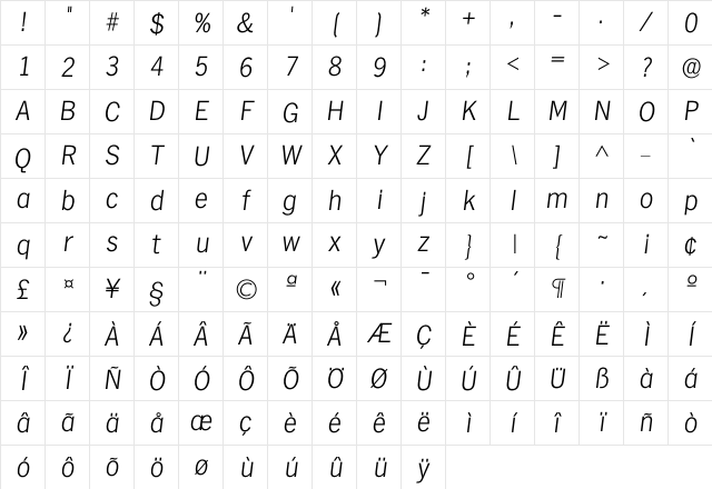 Ihamburg Xlight Character Map