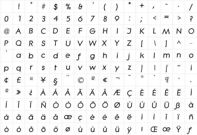 Ilitera Bold Character Map