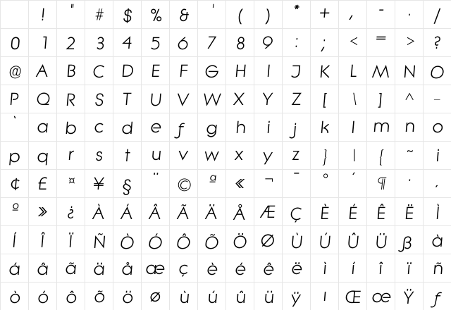 Ilitera Regular Character Map