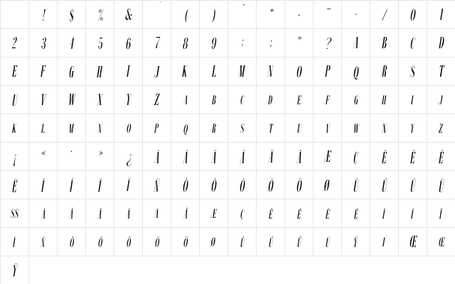ImprimeurNouveauEF Obl Character Map ImprimeurNouveauEF Obl Character Map